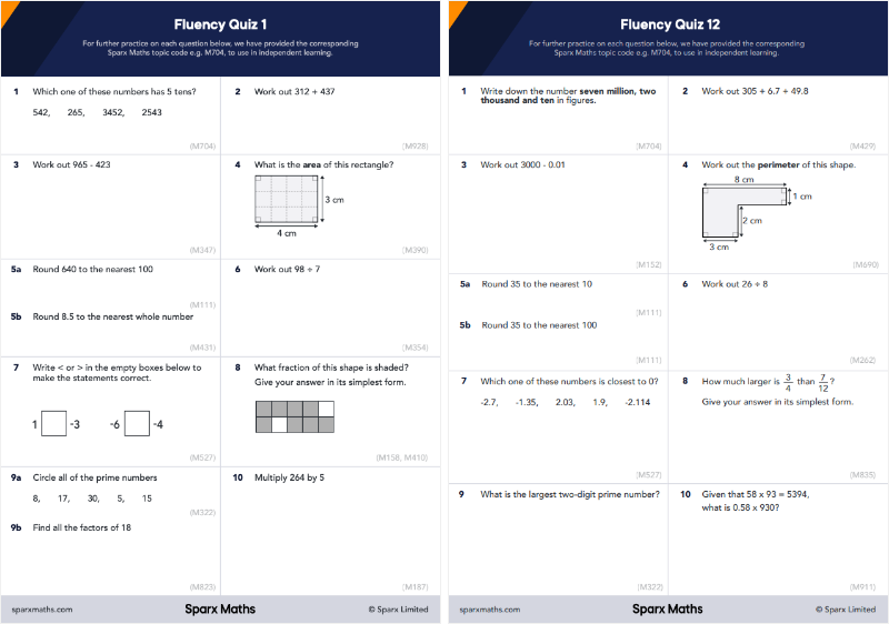 Fluency quizzes progressed from the first week to the twelfth week