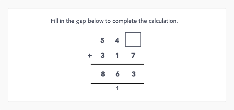 Q26a: Problem solving - Working backwards through column addition. Needs solid understanding of the method